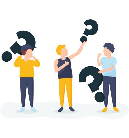 People discussing questions and sharing ideas.