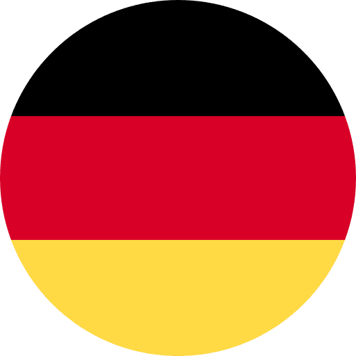 Germany flag icon with black, red, and yellow horizontal stripes.